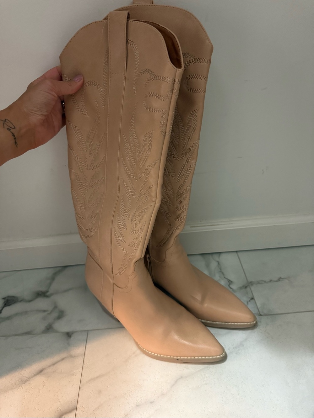 Women's Nude Tall Western Boots